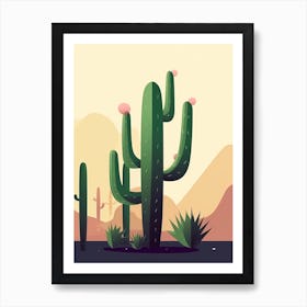 Saguaro Pear Cactus Illustration 2 Art Print