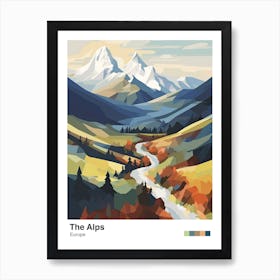 The Alps   Geometric Vector Illustration 0 Poster Art Print