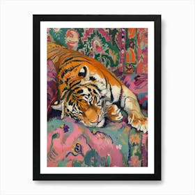 Tiger On The Couch Art Print