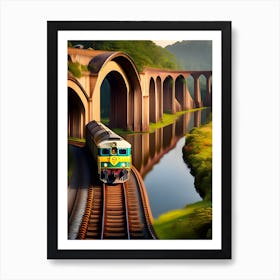 A train passes through the nine-arch bridge in Sri Lanka 2 Art Print