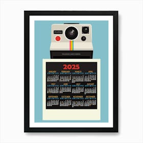 Retro Camera Calendar 2025 Blue Art Print