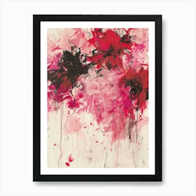 Flowers In Black And Red Art Print