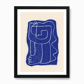 Abstract Line Art Figure 7 Cobalt Blue Affiche