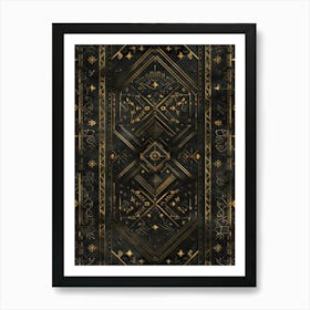 Gold And Black Rug Art Print