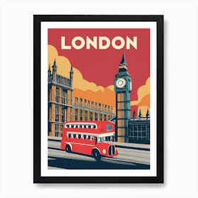 Vintage Poster London Bus Art Print