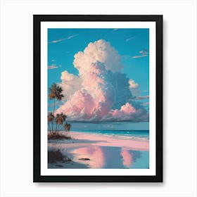 Cotton Candy Pink Clouds over Sandy Beach Art Print