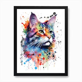 Watercolor Cat Art Print