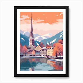 Vintage Winter Travel Illustration Lucerne Switzerland 4 Art Print