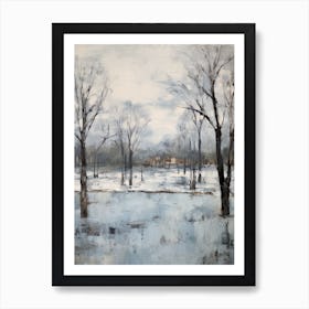 Winter City Park Painting Karlsaue Park Kassel 4 Art Print