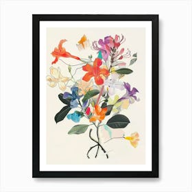 Honeysuckle 3 Collage Flower Bouquet Art Print