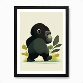 Baby Gorilla Walking, Gorillas Cute Kawaii Art Print