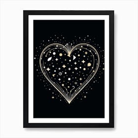 Celestial Heart Black Background 2 Art Print