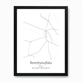 Berettyoujfalu,Hungary Minimalist Map 1 Art Print