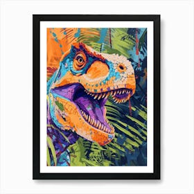 Brushstroke Orange Blue Purple T Rex Art Print