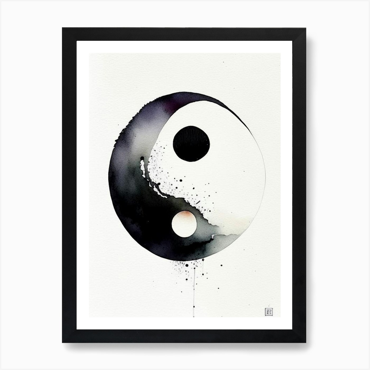 Portrait display, vertical, Yin and Yang, artwork, minimalism