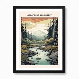 Great Bear Rainforest Midcentury Travel Poster Art Print