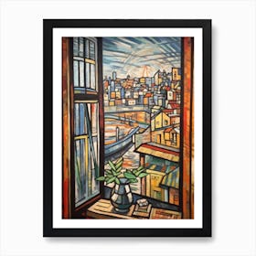 Window View Of Tokyo Of In The Style Of Cubism 1 Art Print