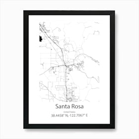 Santa Rosa,United States Minimalist Map Art Print