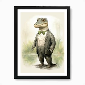 Storybook Animal Watercolour Alligator 1 Art Print