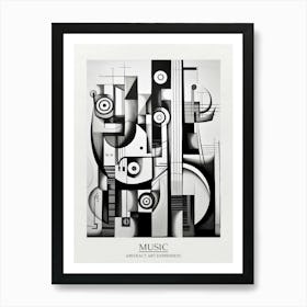 Music Abstract Black And White 5 Poster Art Print