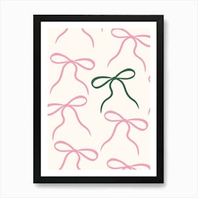 Pink and green Bows pretty Art Print