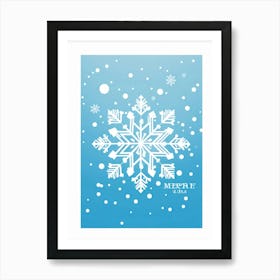 Abstract Vector Illustration Of A Merry Snowflake Nestled In Winter Frost Central On A Background A (4) Art Print