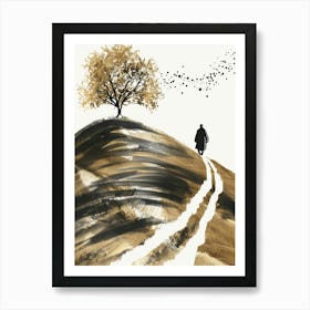 Man Walking Down A Hill Art Print