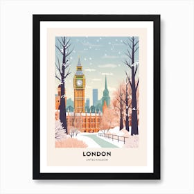 Vintage Winter Travel Poster London United Kingdom 1 Art Print