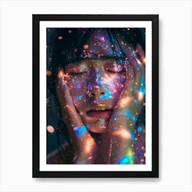 Girl With Glitter On Her Face Art Print