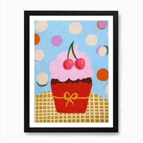 Cupcake and Dots Art Print