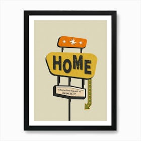 Mid Century Modern Home Sign Print Art Print