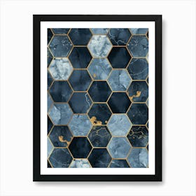 Blue And Gold Marble Wallpaper 1 Art Print