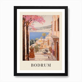 Bodrum Turkey 6 Vintage Pink Travel Illustration Poster Art Print