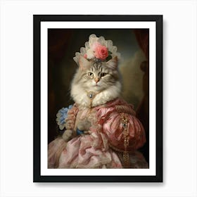 Royal Cat In Pink Rococo Style 2 Poster