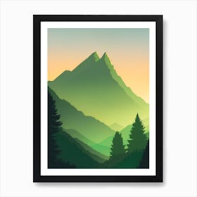 Misty Mountains Vertical Composition In Green Tone 163 Art Print