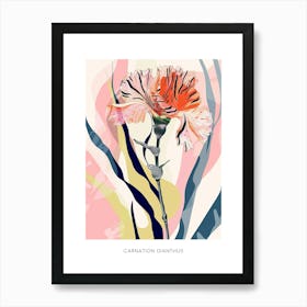 Colourful Flower Illustration Poster Carnation Dianthus 3 Art Print