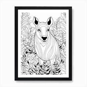 Line Art Jungle Animal Malayan Tapir 1 Art Print