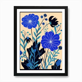 Blue Flower Illustration Love In A Mist Nigella 1 Art Print