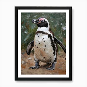 African Penguin Carcass Island Oil Painting 2 Art Print