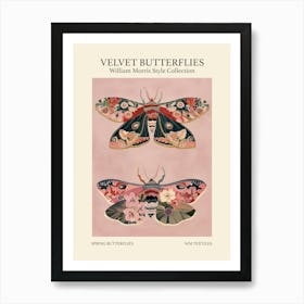 Velvet Butterflies Collection Spring Butterflies William Morris Style 4 Art Print