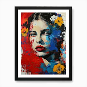 Woman With Flowers, Pop Art Art Print