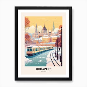 Vintage Winter Travel Poster Budapest Hungary 2 Art Print