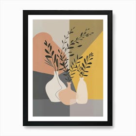 Three Vases With Plants Art Print