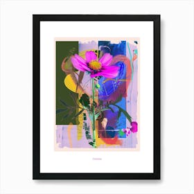 Cosmos 1 Neon Flower Collage Poster Art Print