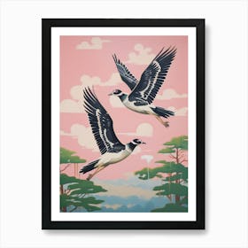 Vintage Japanese Inspired Bird Print Lapwing 2 Art Print