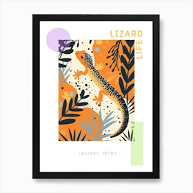 Orange Leopard Gecko Abstract Modern Illustration 4 Poster Art Print