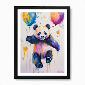 Panda Colourful Watercolour 1 Art Print