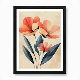 Three Orange Flowers 1 Art Print