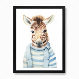 Baby Animal Watercolour Zebra Art Print