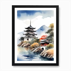 Japanese Landscape Watercolor Painting (85) Art Print